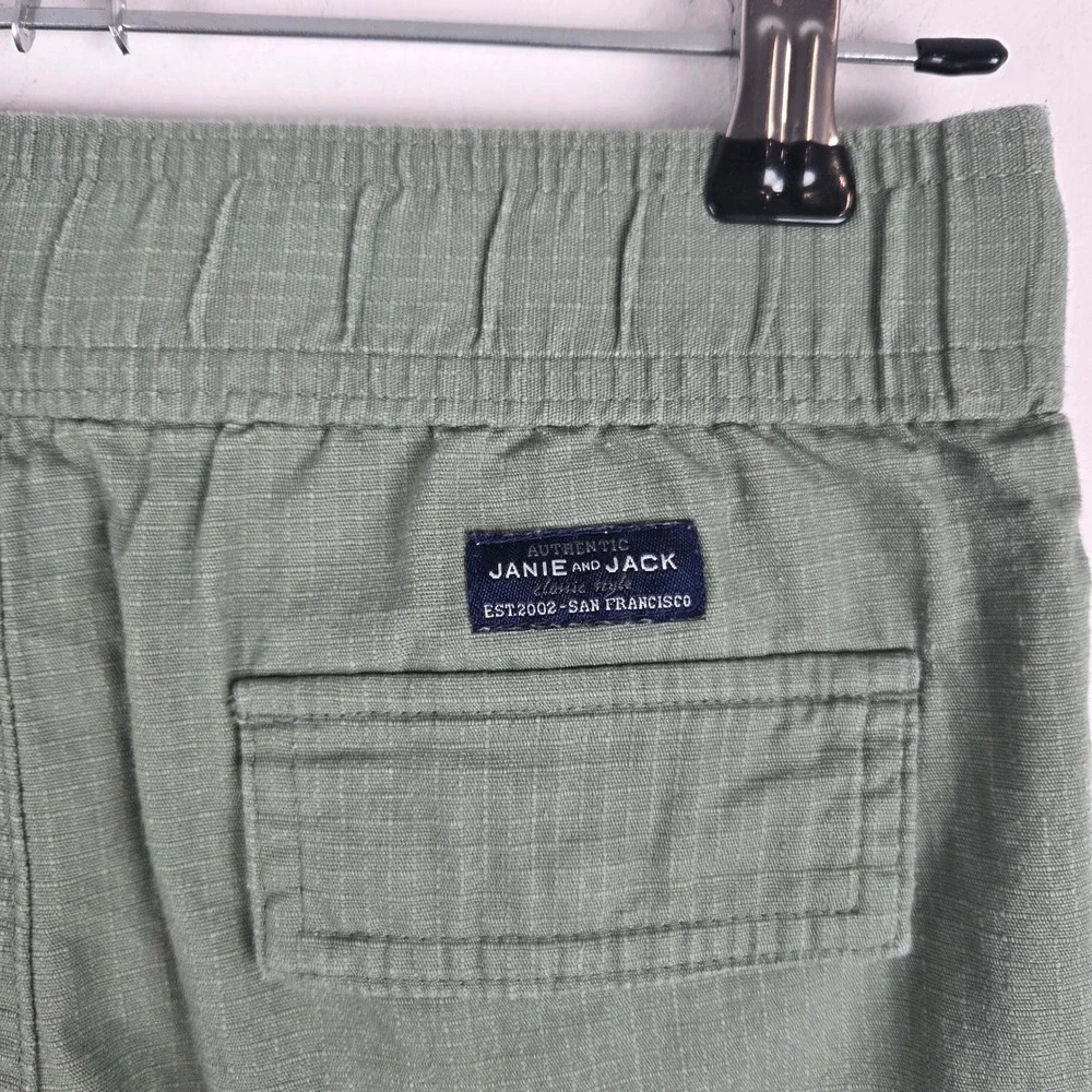 Janie and Jack Boys Green‎ Cotton Ripstop Cargo Pull-on Shorts Size 7